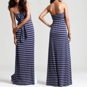 Splendid Halter Striped Maxi Dress in Navy and White